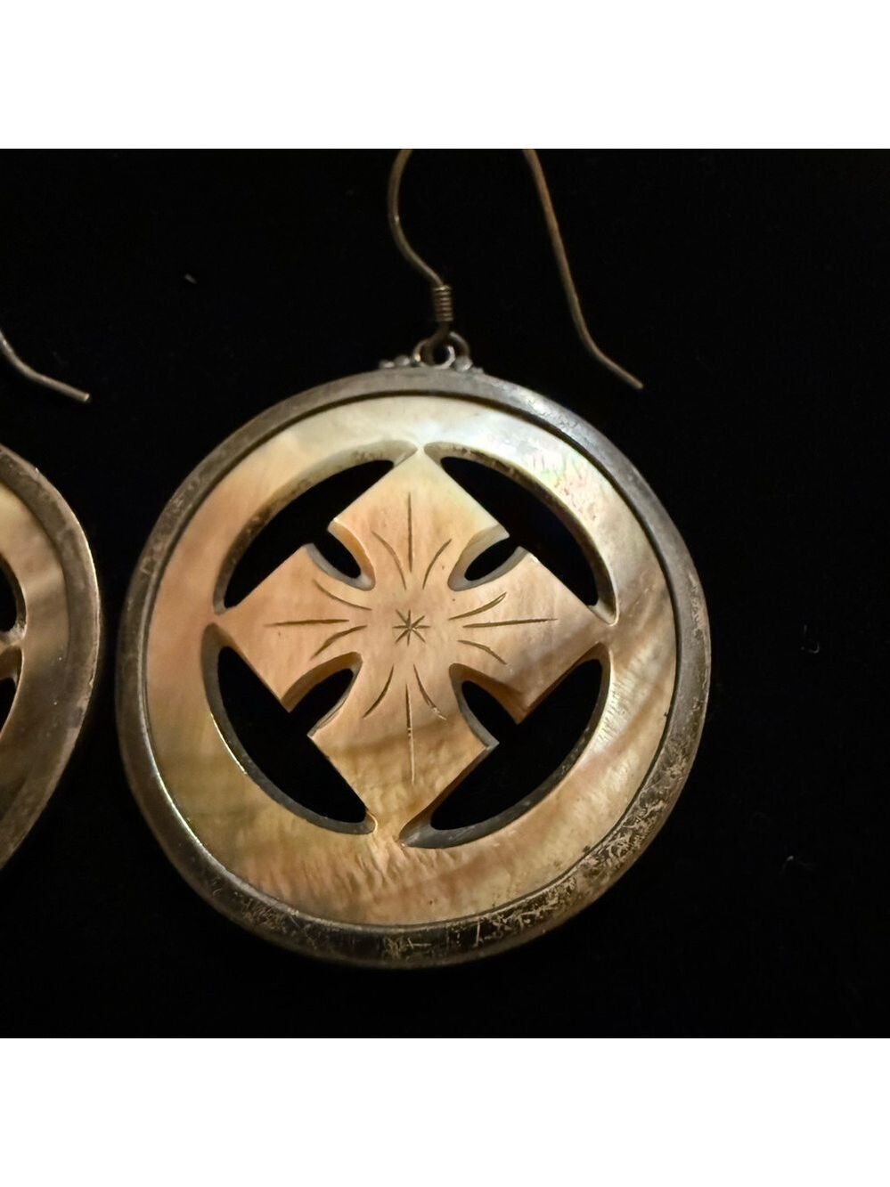 Elegant Silver and Ivory Tone Earrings - Picture 2 of 3